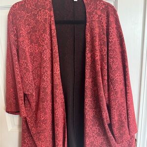 Red Floral Plus Size Kimono Cardigan